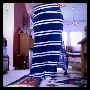 Charlotte Russe Double Slit Striped Maxi Skirt